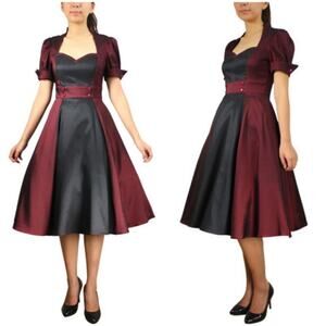 Red Satin Pin Up Swing Dress, Size XL, New without Tag